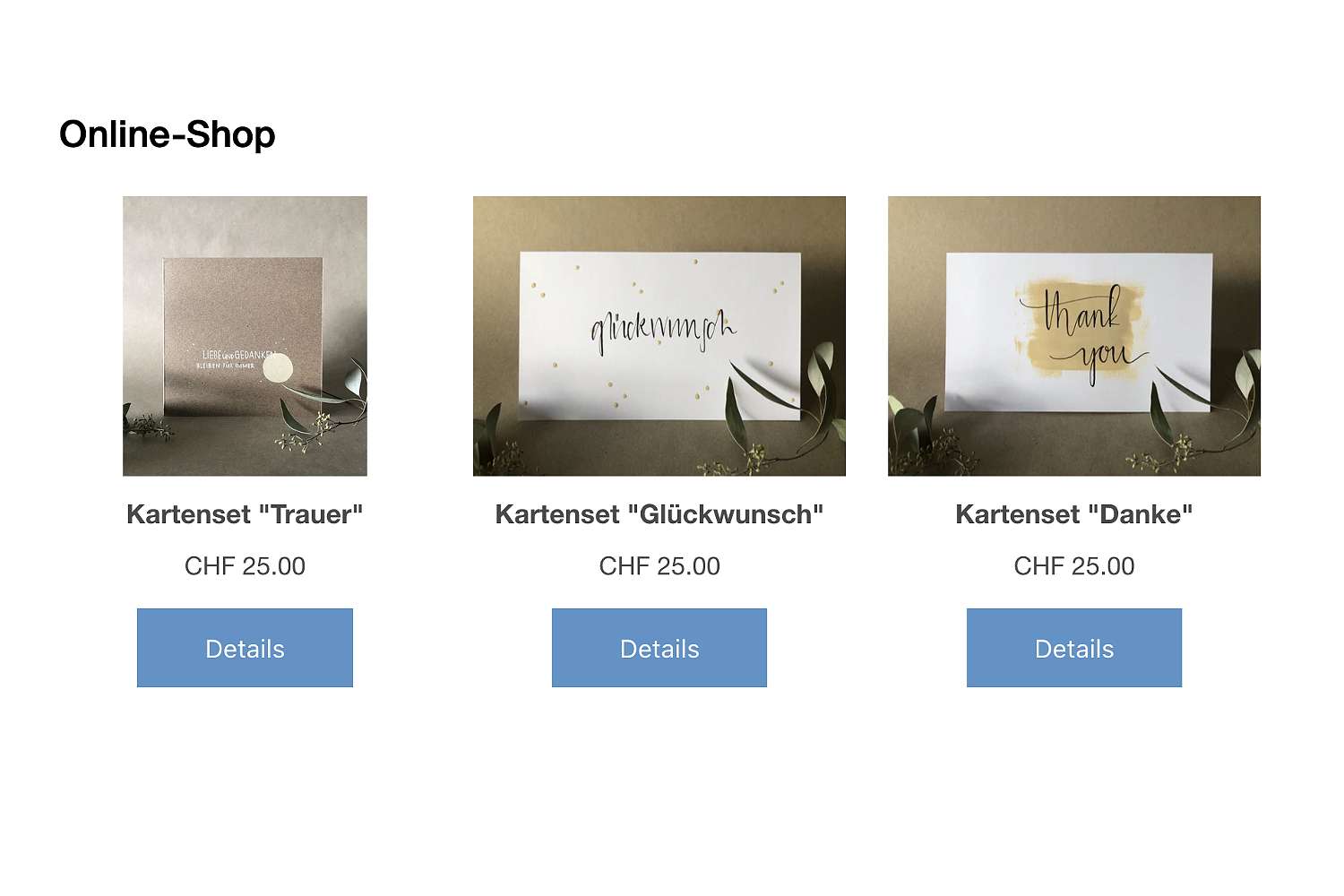 Online-Shop der Stiftung NAK-Humanitas