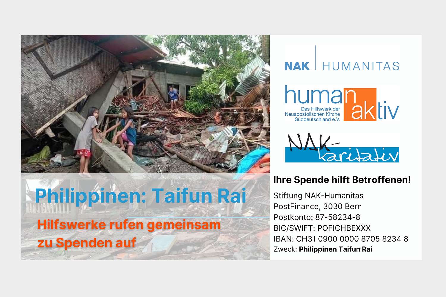Philippinen: Hilfe nach Taifun Rai (Odette)